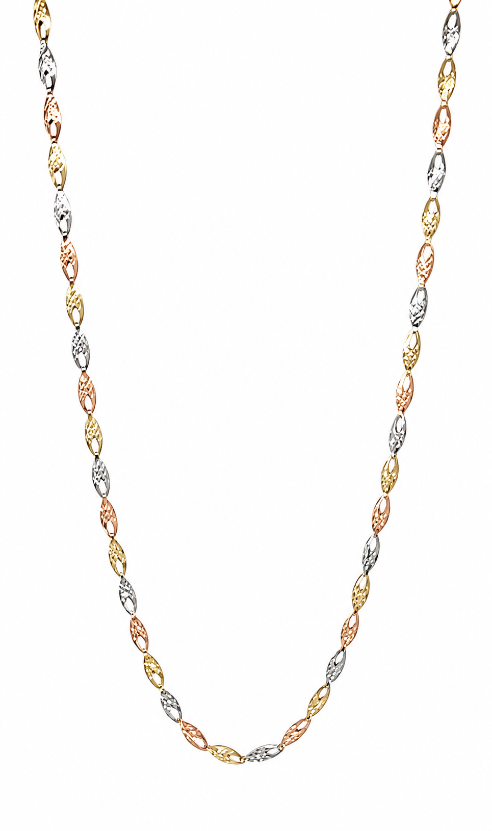 9ct Tri-Colour Gold Diamond Cut Italian Made Chain Necklace 45cm + 2.5cm Extension - 9CTYWRPZZ Seiko 