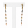 9ct Tri-Colour Gold Diamond Cut Italian Made Drop Earrings 55mm - 9CTYWRRZZ