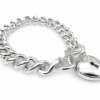 Sterling Silver Solid Curb Link Bracelet with Puff Heart Padlock & Safety Chain, 20cm – Made in New Zealand - C350PB21/PADF18