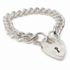 Sterling Silver Solid Plain Curb Link Bracelet with 18mm Heart Padlock & Safety Chain – 20cm – Made in New Zealand - C300PB20/PAD18