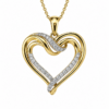 9ct Yellow Gold Natural Diamond Open Heart Pendant 0.15ct TDW – Diamond Set Heart Necklace Pendant - IGP-17592-015