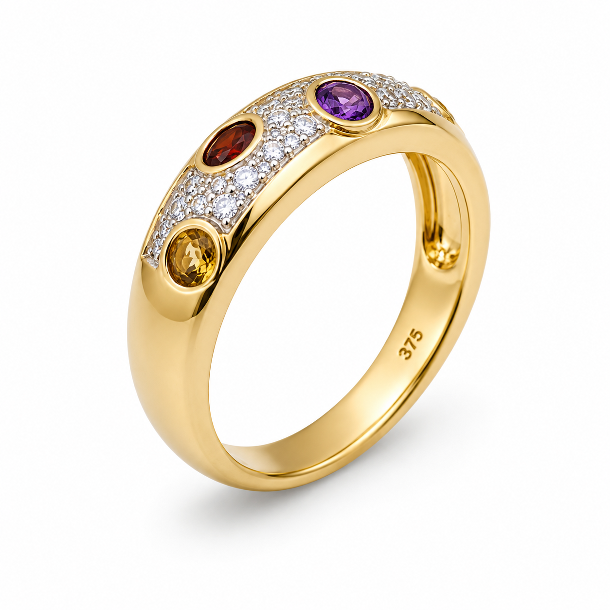 9ct Yellow Gold Natural Diamond & Multi Gemstone Ring – Garnet, Citrine, Amethyst, Blue Topaz & Peridot - 9CTCYR2351 Seiko 9ct Yellow Gold Natural Diamond & Multi Gemstone Ring – Garnet, Citrine, Amethyst, Blue Topaz & Peridot - 9CTCYR2351 Seiko