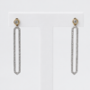 9ct Yellow Gold 0.50ct Natural Diamond Long Drop Earrings – Rubover Set Diamond Studs with Diamond Set Geometric Dangle - E-15452A
