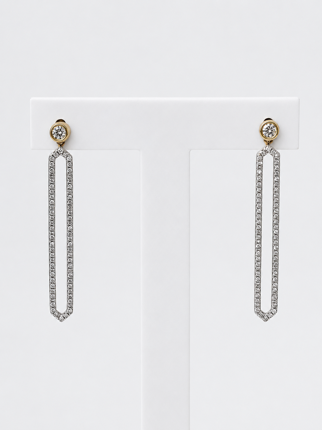 9ct Yellow Gold 0.50ct Natural Diamond Long Drop Earrings – Rubover Set Diamond Studs with Diamond Set Geometric Dangle - E-15452A Seiko 9ct Yellow Gold 0.50ct Natural Diamond Long Drop Earrings – Rubover Set Diamond Studs with Diamond Set Geometric Dangle - E-15452A Seiko
