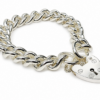 Sterling Silver Plain Curb Link C350 Gauge Heart Padlock Bracelet 20cm – Made in New Zealand - C350PB21/PAD18