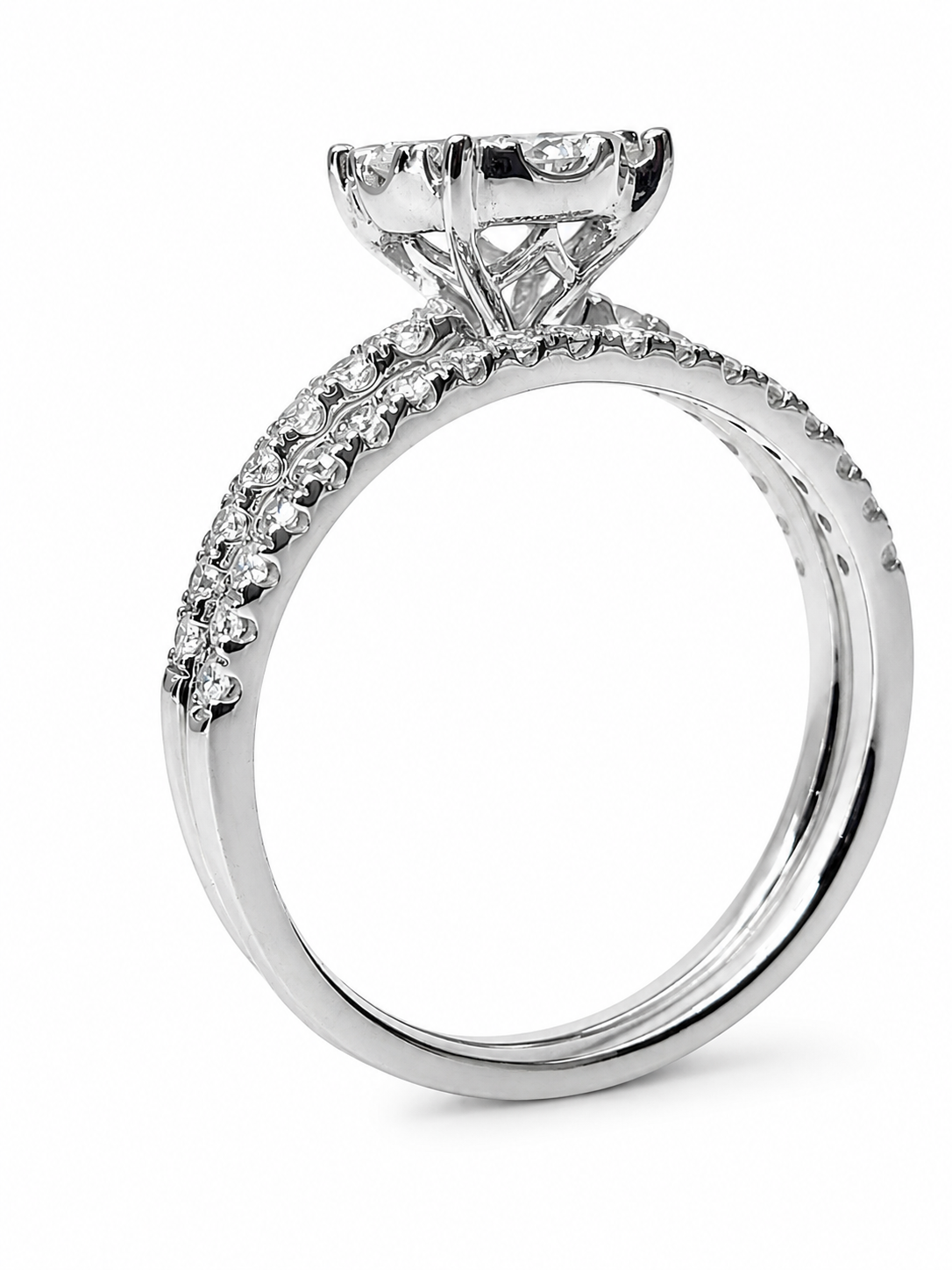 9ct White Gold 0.75ct Natural Diamond 2 Piece Bridal Ring Set – Cluster Engagement Ring & Matching Diamond Wedding Band - R37167075 Seiko 9ct White Gold 0.75ct Natural Diamond 2 Piece Bridal Ring Set – Cluster Engagement Ring & Matching Diamond Wedding Band - R37167075 Seiko