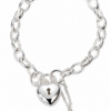 Sterling Silver Solid BO4 Oval Belcher Link Bracelet with Puff Heart Padlock & Safety Chain 18.50cm – Made in New Zealand - BO4BL18.5/PADF15