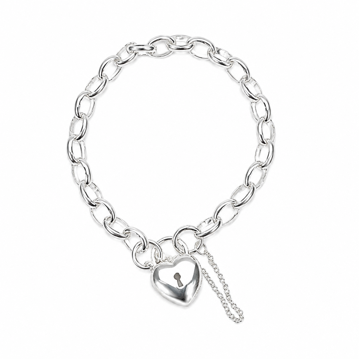 Sterling Silver Solid BO4 Oval Belcher Link Bracelet with Puff Heart Padlock & Safety Chain 18.50cm – Made in New Zealand - BO4BL18.5/PADF15 Seiko Sterling Silver Solid BO4 Oval Belcher Link Bracelet with Puff Heart Padlock & Safety Chain 18.50cm – Made in New Zealand - BO4BL18.5/PADF15 Seiko