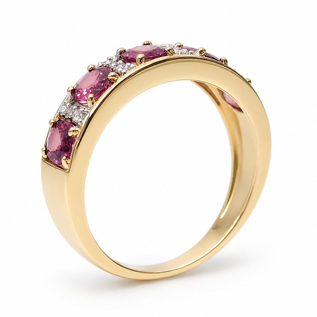 9ct Yellow Gold Natural Ruby & Diamond Band Ring – 2.08ct Oval Cut Rubies with Diamond Accents - 9CTCYR8199RUBY Seiko 9ct Yellow Gold Natural Ruby & Diamond Band Ring – 2.08ct Oval Cut Rubies with Diamond Accents - 9CTCYR8199RUBY Seiko