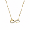 9CT Yellow Gold Infinity Pendant Necklace with Diamond Accent Setting & Adjustable Open Curb Chain - 9KSC010
