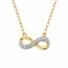9CT Yellow Gold Infinity Pendant Necklace with Diamond Accent Setting & Adjustable Open Curb Chain - 9KSC010