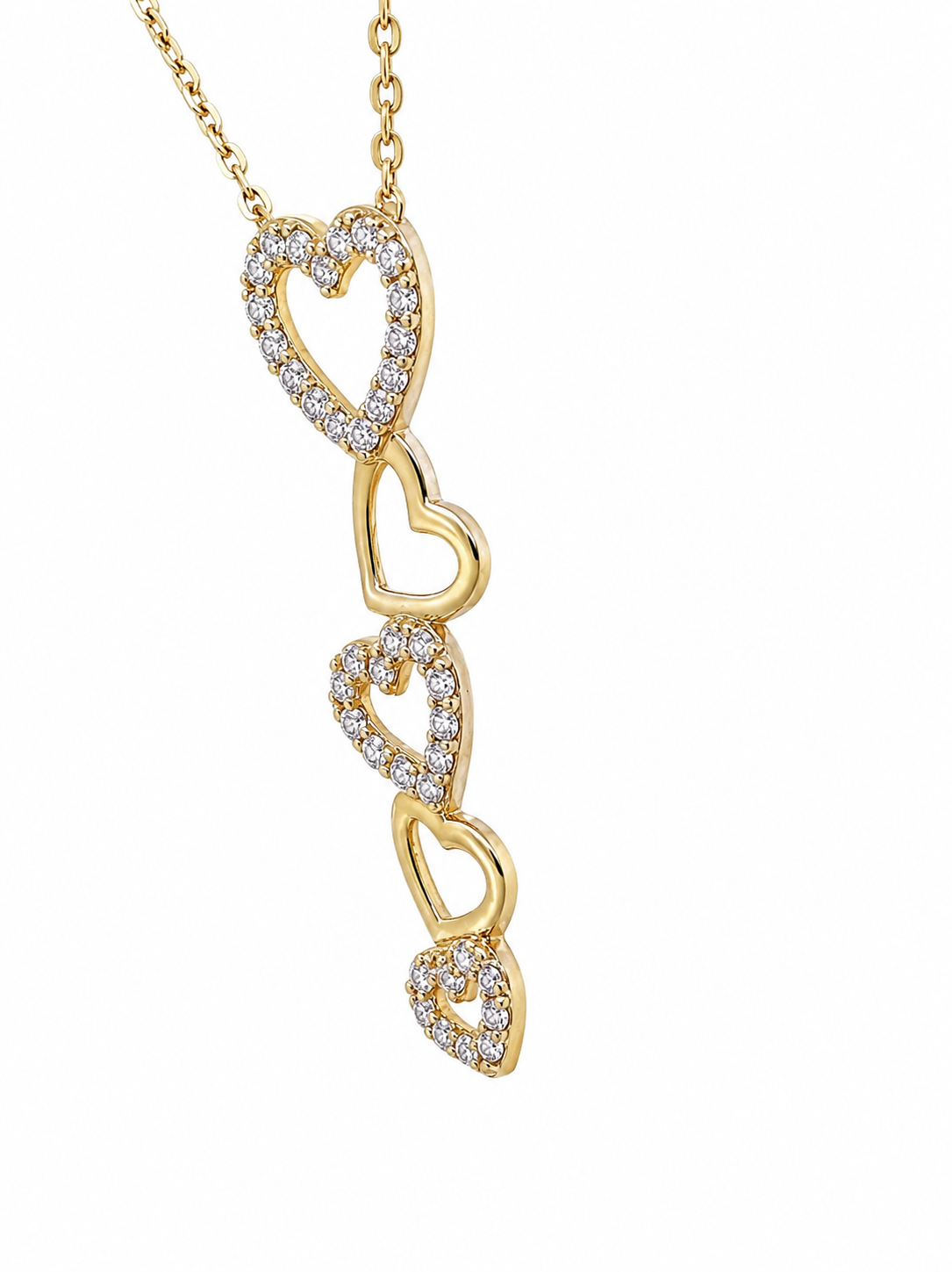 9CT Yellow Gold Multi Heart Cubic Zirconia Pendant Necklace With Adjustable Cable Link Chain - 9KSC011 Seiko 9CT Yellow Gold Multi Heart Cubic Zirconia Pendant Necklace With Adjustable Cable Link Chain - 9KSC011 Seiko
