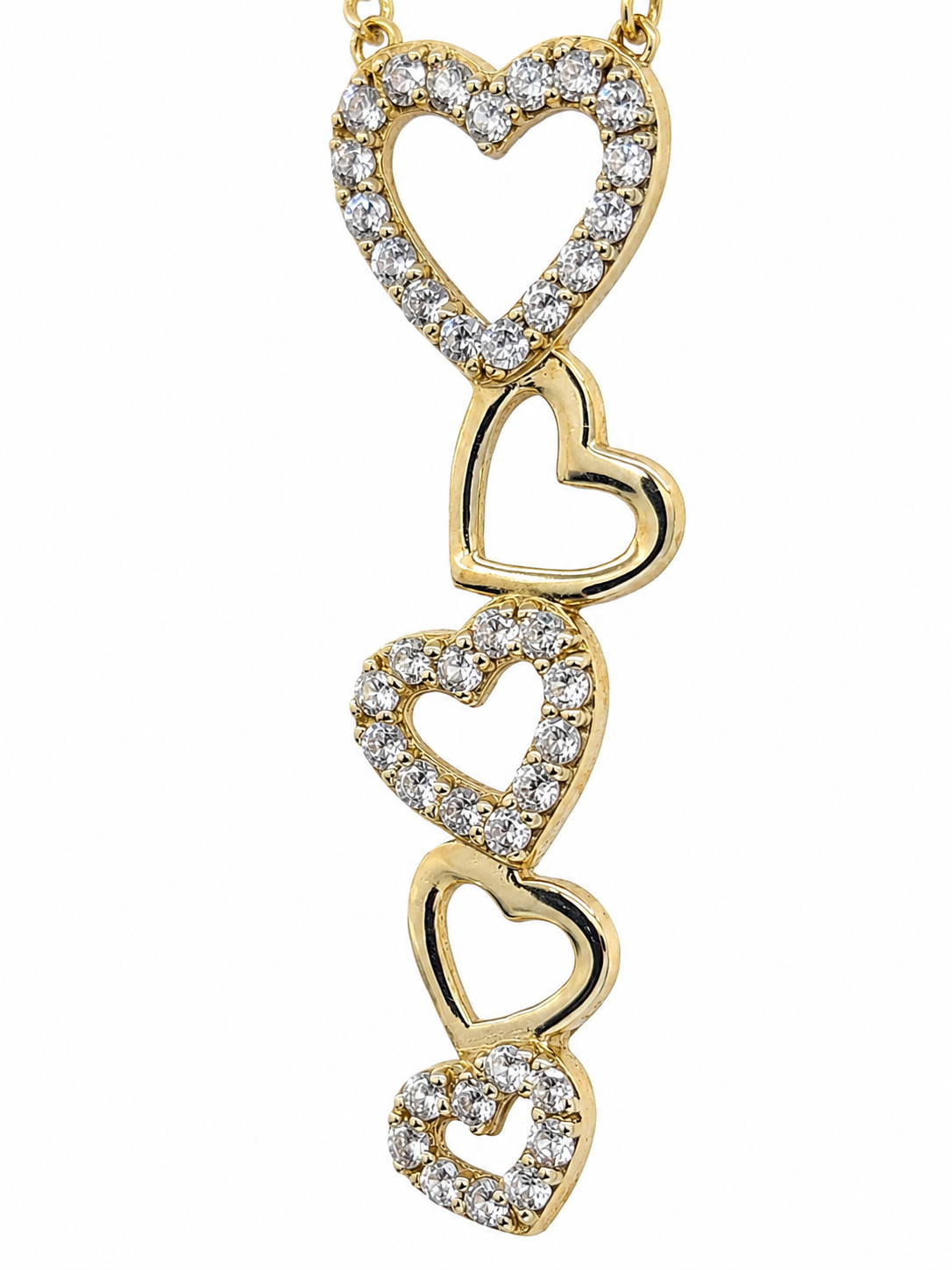 9CT Yellow Gold Multi Heart Cubic Zirconia Pendant Necklace With Adjustable Cable Link Chain - 9KSC011 Seiko 9CT Yellow Gold Multi Heart Cubic Zirconia Pendant Necklace With Adjustable Cable Link Chain - 9KSC011 Seiko