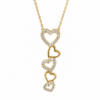 9CT Yellow Gold Multi Heart Cubic Zirconia Pendant Necklace With Adjustable Cable Link Chain - 9KSC011