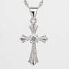 Sterling Silver Cross Pendant with 3.4mm Cubic Zirconia Centre Stone & Complimentary Sterling Silver Chain – 12mm x 20mm - 18006024