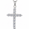 Sterling Silver Cubic Zirconia Cross Pendant 17mm x 30mm – 12 Round Cut CZ Stones with Complimentary Sterling Silver Chain - 18044165