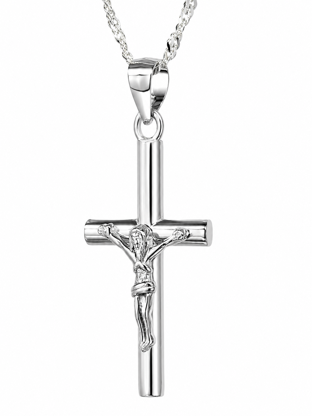 Sterling Silver Crucifix Cross Pendant with Complimentary Sterling Silver Chain – 14mm x 28mm - 18012150 Seiko Sterling Silver Crucifix Cross Pendant with Complimentary Sterling Silver Chain – 14mm x 28mm - 18012150 Seiko