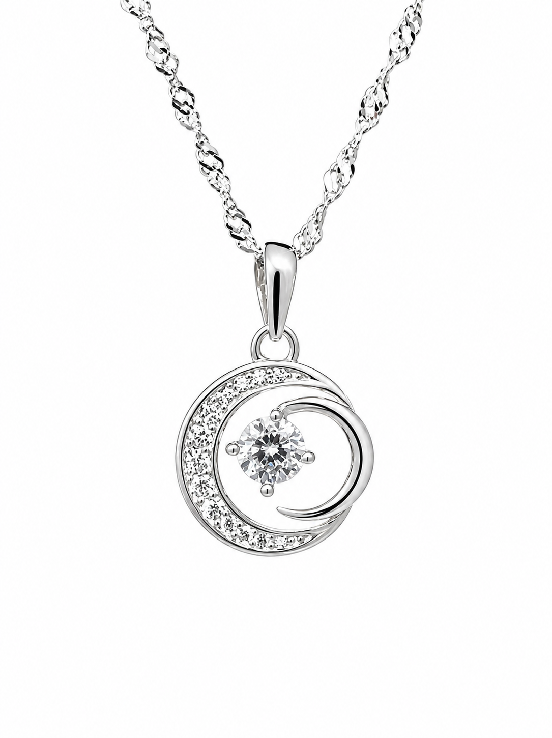 Sterling Silver Round Cubic Zirconia Circle Pendant with Complimentary Chain - 18081134 Seiko Sterling Silver Round Cubic Zirconia Circle Pendant with Complimentary Chain - 18081134 Seiko