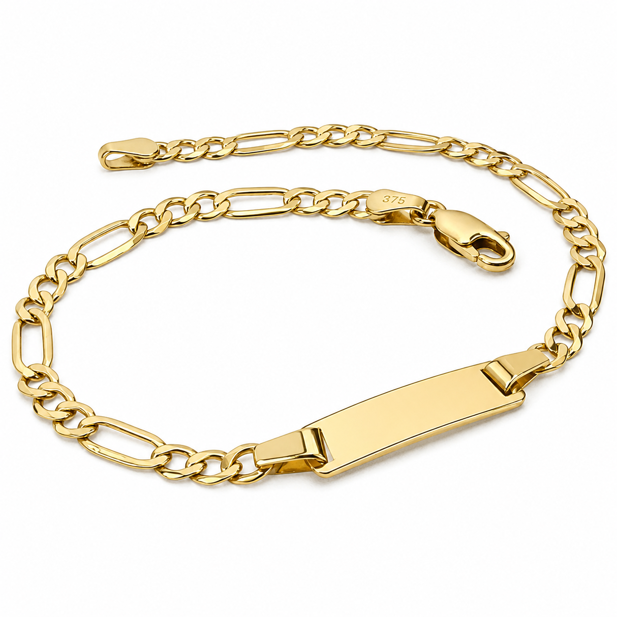 9ct Yellow Gold Figaro ID Bracelet 19cm - 9KFGZ0806 Seiko 9ct Yellow Gold Figaro ID Bracelet 19cm - 9KFGZ0806 Seiko