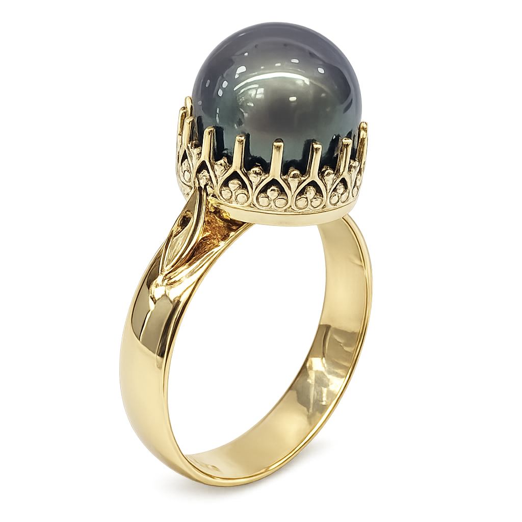 9ct Yellow Gold 12mm Tahitian Black Pearl Ring – Deep Grey Pearl with Peacock Overtones - 9CTYLZTBP Seiko 9ct Yellow Gold 12mm Tahitian Black Pearl Ring – Deep Grey Pearl with Peacock Overtones - 9CTYLZTBP Seiko