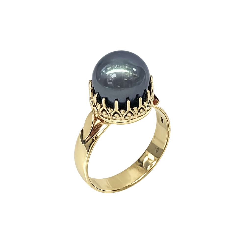 9ct Yellow Gold 12mm Tahitian Black Pearl Ring – Deep Grey Pearl with Peacock Overtones - 9CTYLZTBP Seiko 9ct Yellow Gold 12mm Tahitian Black Pearl Ring – Deep Grey Pearl with Peacock Overtones - 9CTYLZTBP Seiko