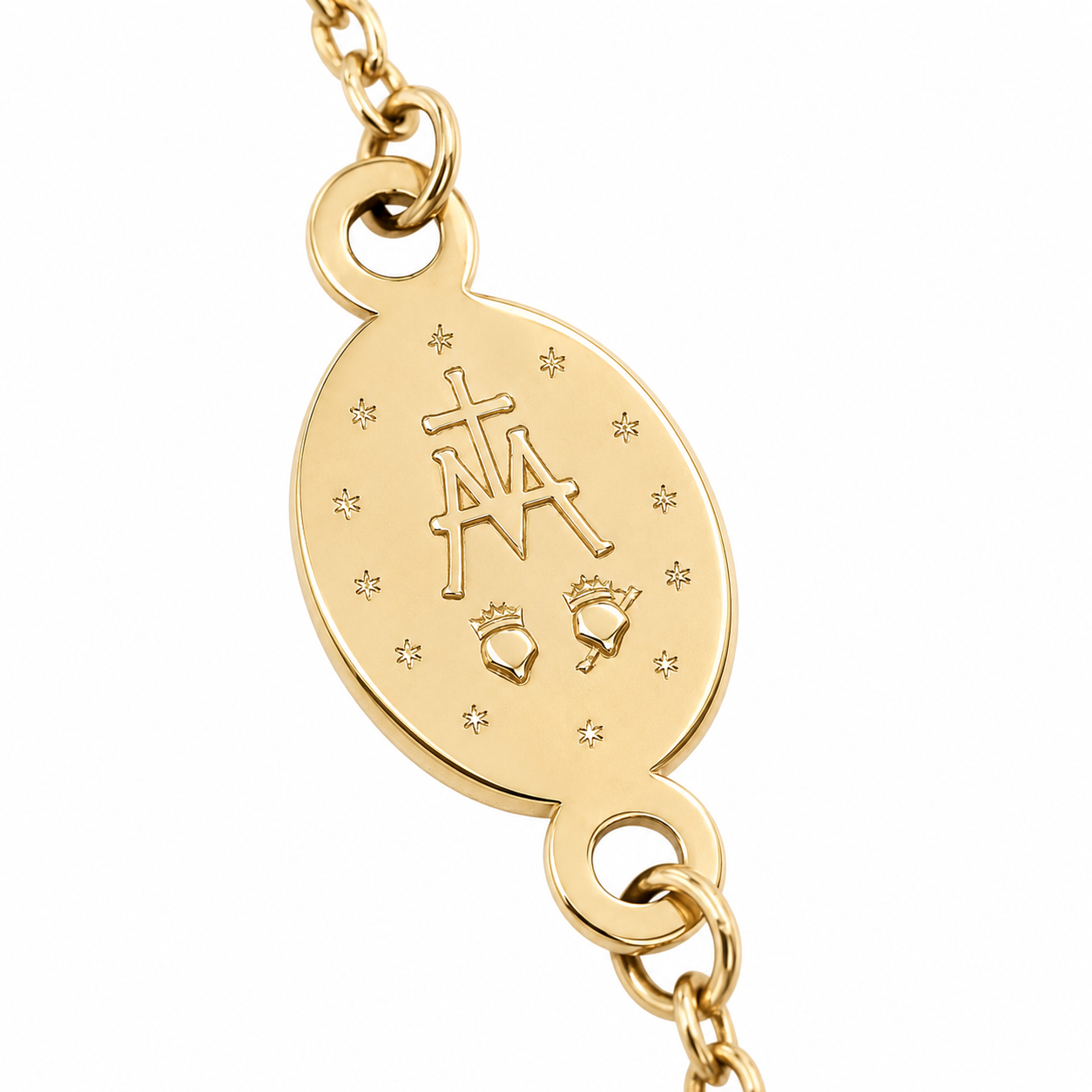 9ct Yellow Gold Miraculous Mary Medal & Puff Heart Adjustable Bracelet 18cm - 1931.9BR Seiko 9ct Yellow Gold Miraculous Mary Medal & Puff Heart Adjustable Bracelet 18cm - 1931.9BR Seiko