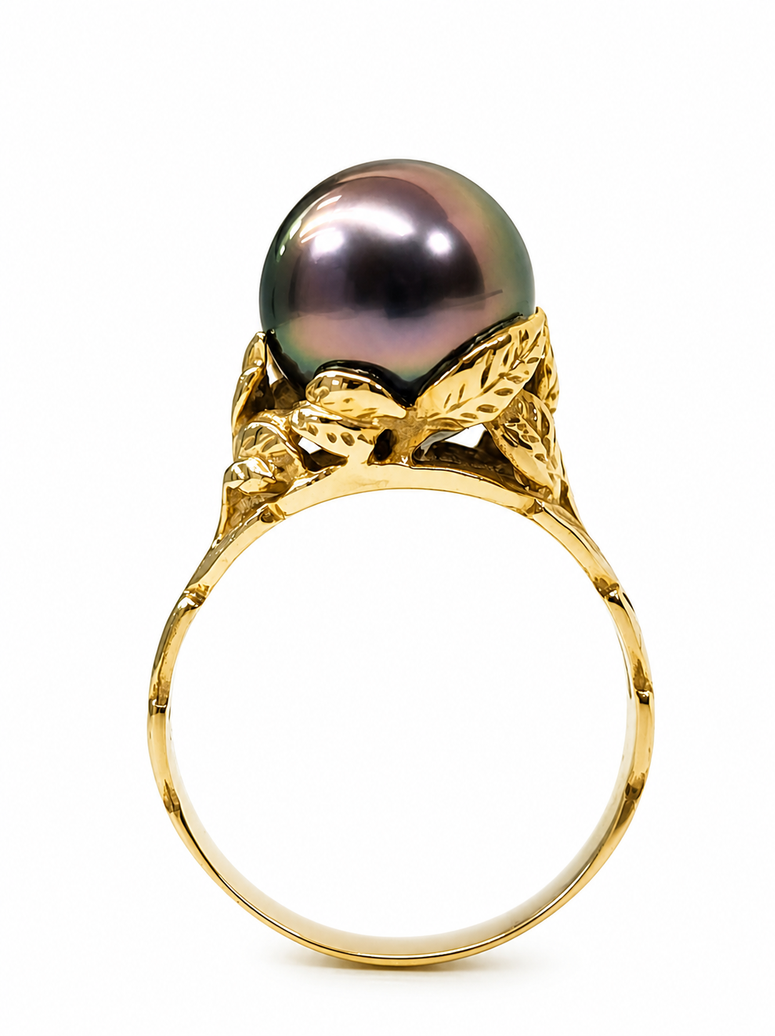 9ct Yellow Gold Tahitian Black Pearl Ring – 12.0–12.50mm Peacock Pearl | Nature Inspired Leaf Design - MJPYZ Seiko 9ct Yellow Gold Tahitian Black Pearl Ring – 12.0–12.50mm Peacock Pearl | Nature Inspired Leaf Design - MJPYZ Seiko