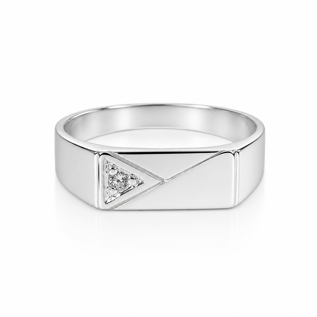 Sterling Silver Gents Signet Ring with Round Cut Cubic Zirconia, Geometric Flat Top 14mm x 6.50mm - SSD9472 Seiko Sterling Silver Gents Signet Ring with Round Cut Cubic Zirconia, Geometric Flat Top 14mm x 6.50mm - SSD9472 Seiko