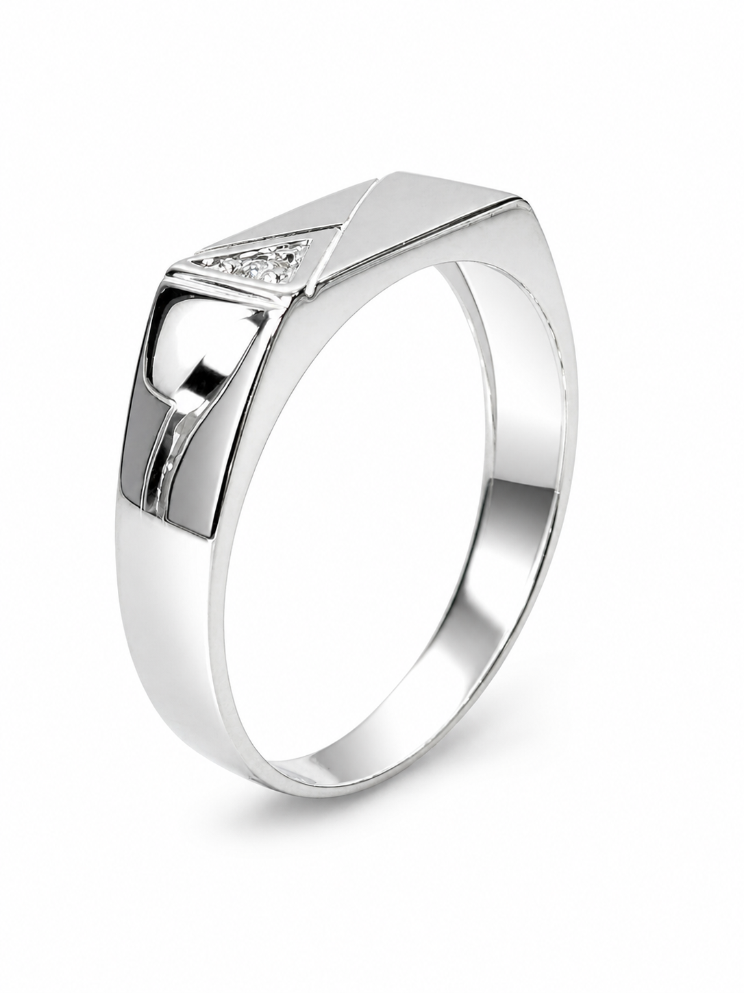 Sterling Silver Gents Signet Ring with Round Cut Cubic Zirconia, Geometric Flat Top 14mm x 6.50mm - SSD9472 Seiko Sterling Silver Gents Signet Ring with Round Cut Cubic Zirconia, Geometric Flat Top 14mm x 6.50mm - SSD9472 Seiko