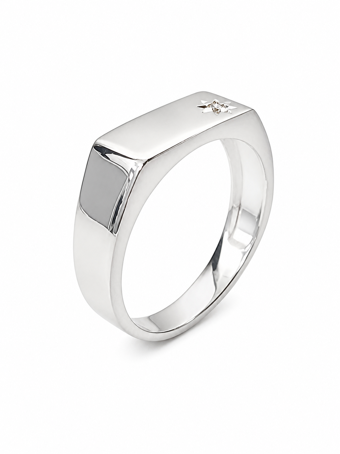 Sterling Silver Gents Signet Ring with CZ Star Setting – 14mm Top | Classic Dress Ring - SSD9470 Seiko Sterling Silver Gents Signet Ring with CZ Star Setting – 14mm Top | Classic Dress Ring - SSD9470 Seiko