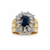 9ct Yellow Gold Black Sapphire & Diamond Halo 3 Piece Ring Set – 9CTD2053BS