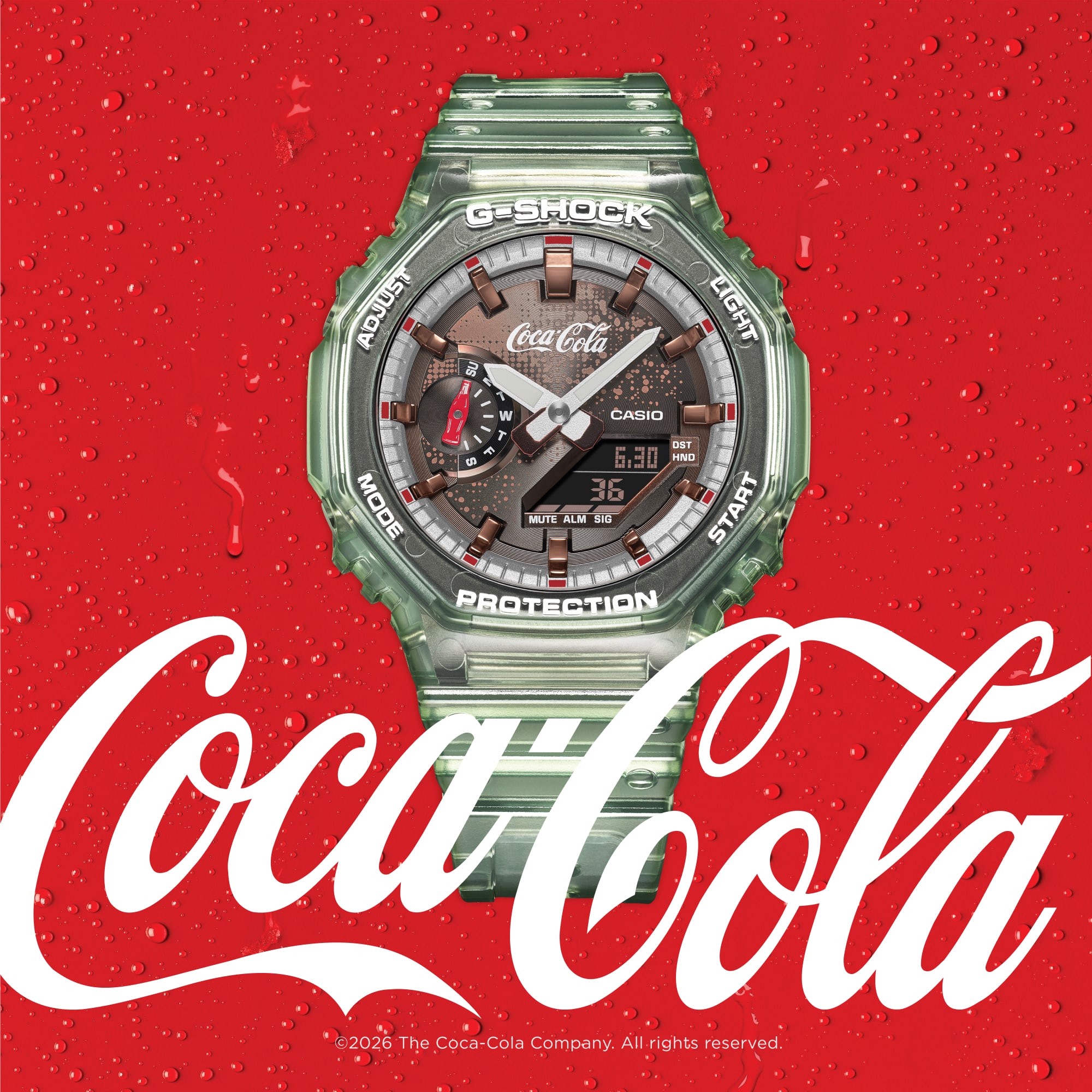Casio G-Shock GA-2100CC-3A Coca-Cola Limited Edition Carbon Core Guard Dual Display Watch  