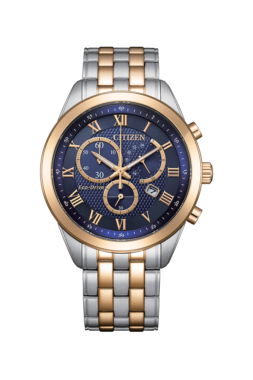 Citizen Eco-Drive Chronograph Blue Dial Two-Tone Stainless Steel Men's Watch AT2606-51L G-SHOCK Citizen Eco-Drive Chronograph Blue Dial Two-Tone Stainless Steel Men's Watch AT2606-51L G-SHOCK