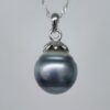 13mm Tahitian Grey Pearl Pendant with Sterling Silver Cap & Complimentary Sterling Silver Chain - SSYZ01