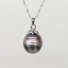 14mm Tahitian Grey Pearl Pendant with Sterling Silver Cap & Complimentary Sterling Silver Chain - SSYZ02