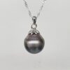 13mm Tahitian Grey Pearl Pendant with Sterling Silver Cap & Complimentary Sterling Silver Chain - SSYZ04