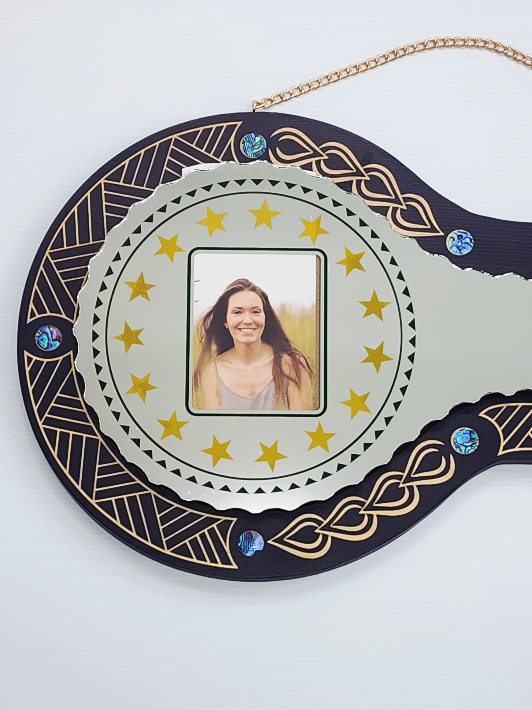 21st Birthday Cook Islands Inspired Wooden Key with Mirror Insert & Paua Shell Inlays - SJ2412BLKPAUA 21st Keys 21st Birthday Cook Islands Inspired Wooden Key with Mirror Insert & Paua Shell Inlays - SJ2412BLKPAUA 21st Keys