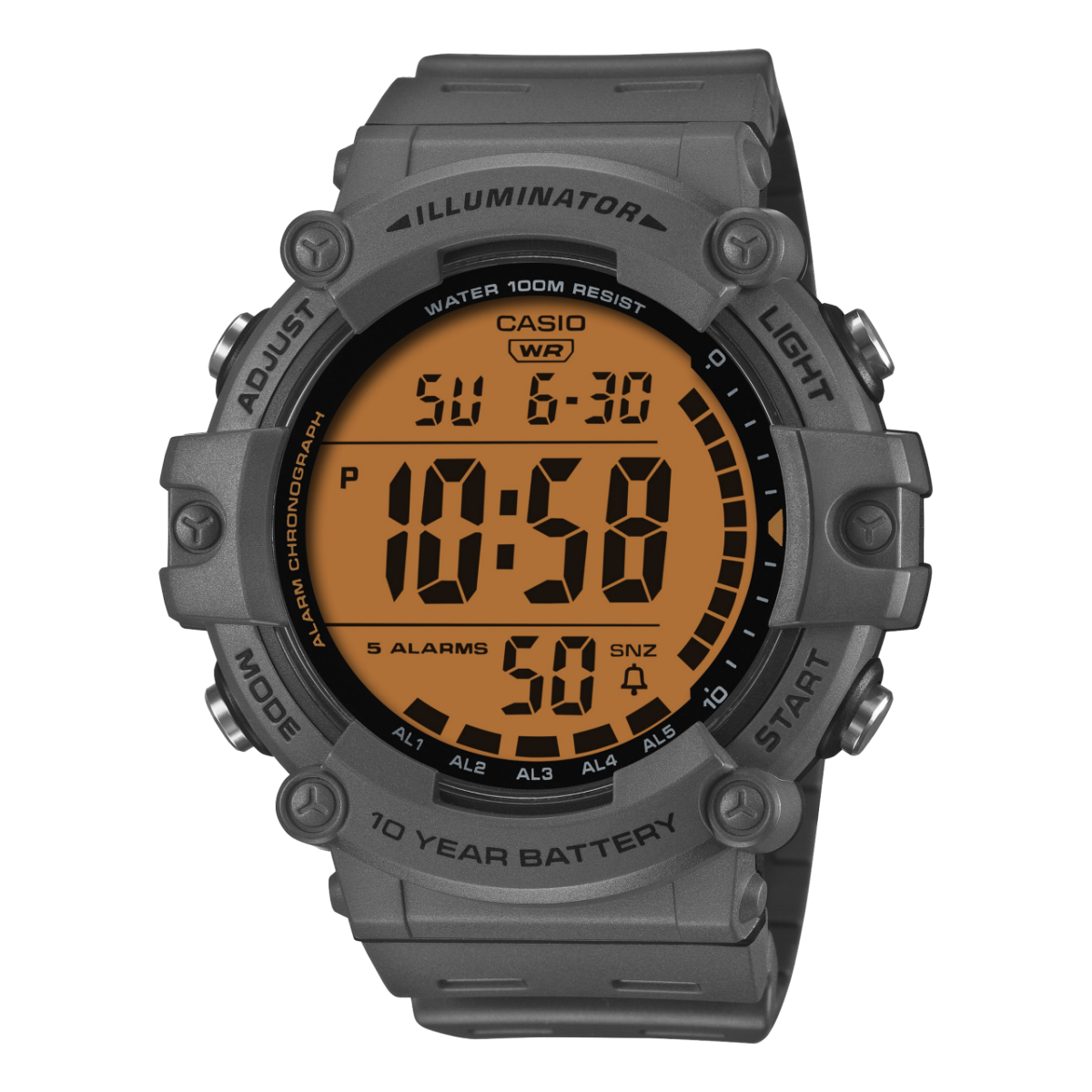 Casio AE1500WHC-8A Digital Watch – Grey Resin Band | 100M Water Resistant | 10-Year Battery CASIO 
