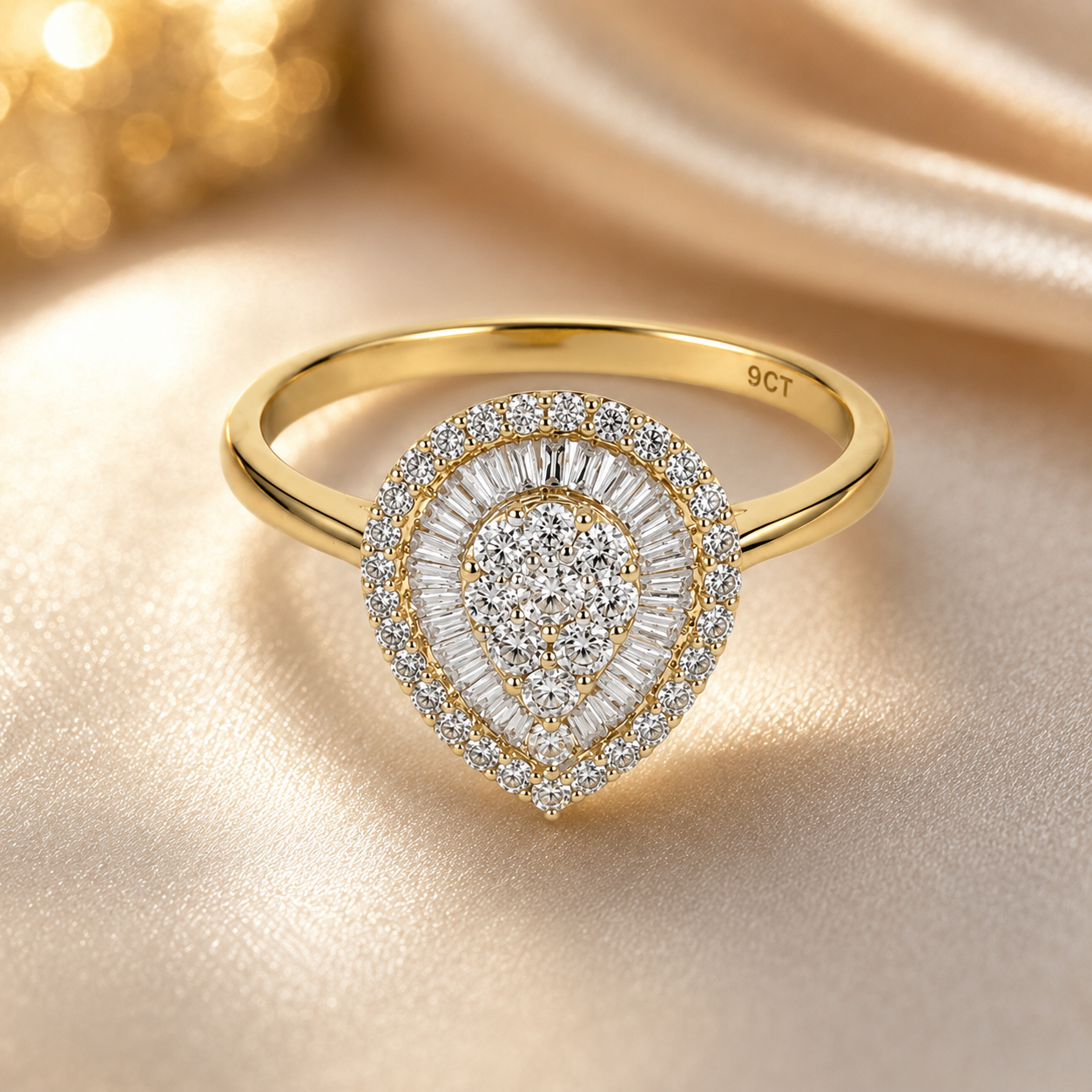 18ct Yellow Gold Natural Diamond Pear-Shaped Cluster Halo Ring – 0.35ct TDW - 18KR25667AL Seiko 18ct Yellow Gold Natural Diamond Pear-Shaped Cluster Halo Ring – 0.35ct TDW - 18KR25667AL Seiko