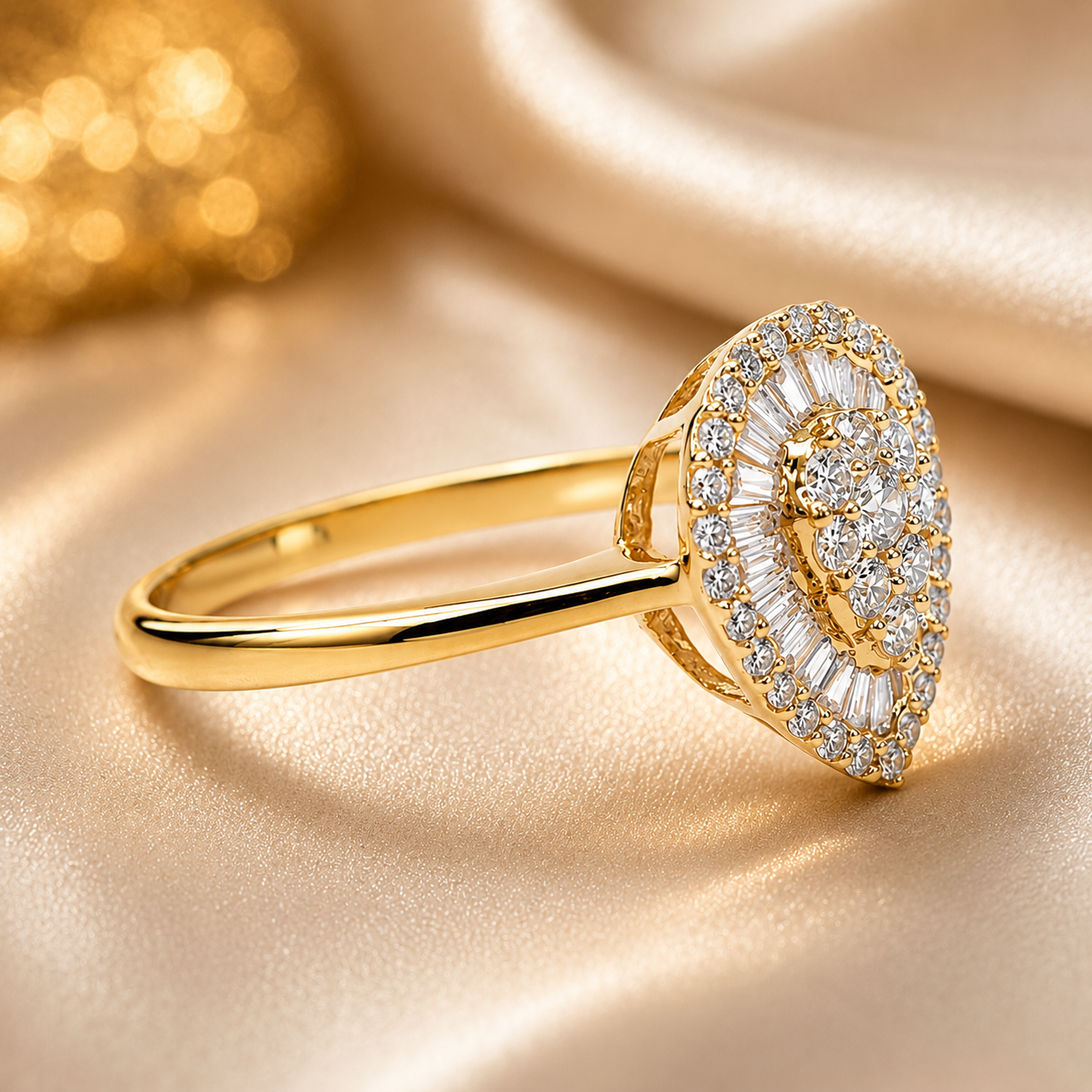 18ct Yellow Gold Natural Diamond Pear-Shaped Cluster Halo Ring – 0.35ct TDW - 18KR25667AL Seiko 18ct Yellow Gold Natural Diamond Pear-Shaped Cluster Halo Ring – 0.35ct TDW - 18KR25667AL Seiko