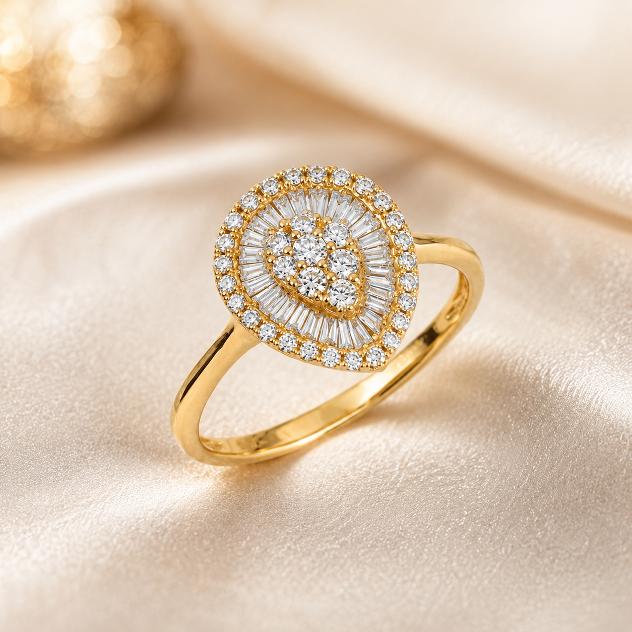 18ct Yellow Gold Natural Diamond Pear-Shaped Cluster Halo Ring – 0.35ct TDW - 18KR25667AL Seiko 18ct Yellow Gold Natural Diamond Pear-Shaped Cluster Halo Ring – 0.35ct TDW - 18KR25667AL Seiko