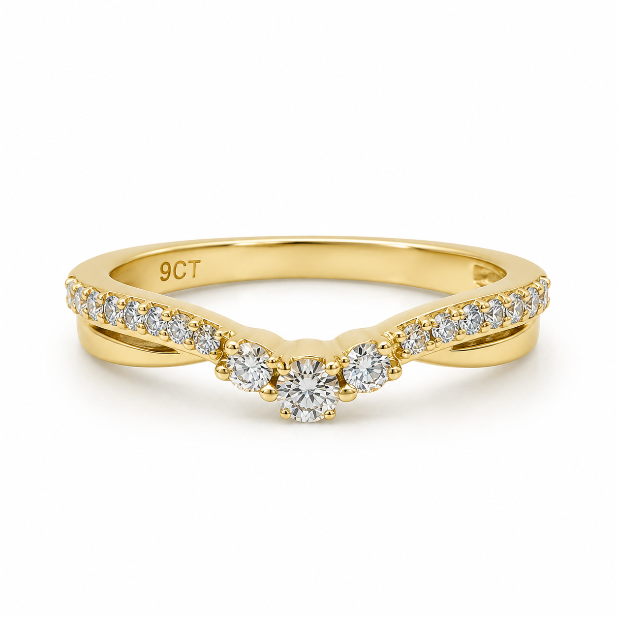 9ct Yellow Gold Lab-Grown Diamond Wishbone Ring 0.27ct EF/VS - AURG1262 Seiko 9ct Yellow Gold Lab-Grown Diamond Wishbone Ring 0.27ct EF/VS - AURG1262 Seiko