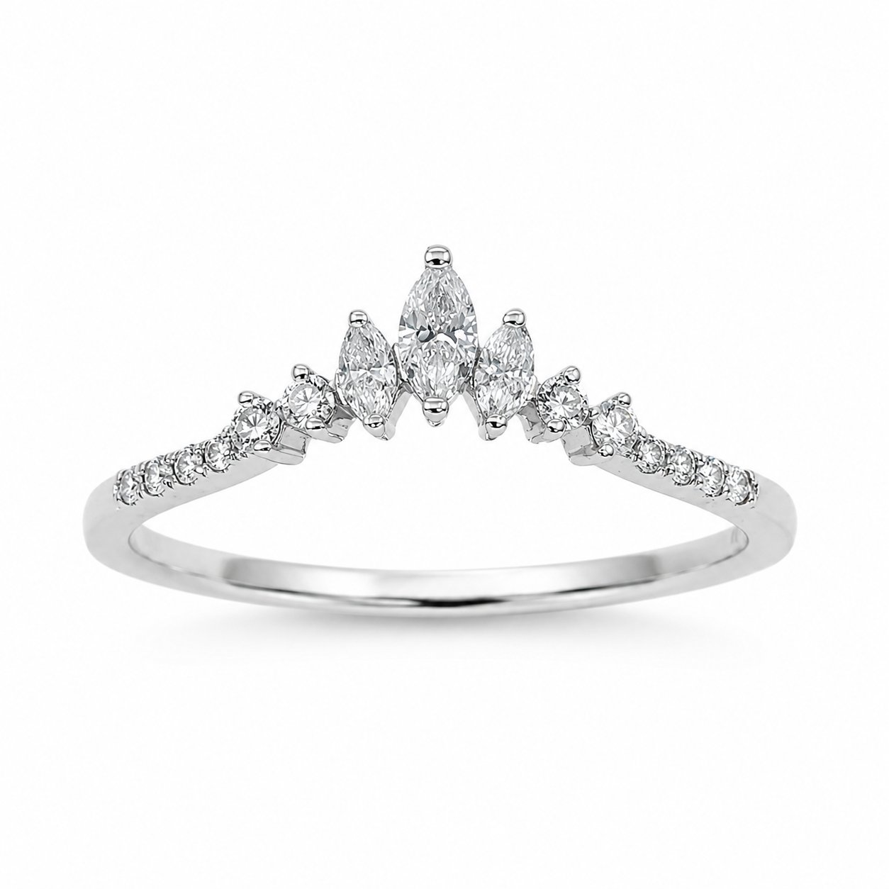 9ct White Gold Lab-Grown Diamond Crown Ring 0.25ct EF/VS - AURG1260 Seiko 