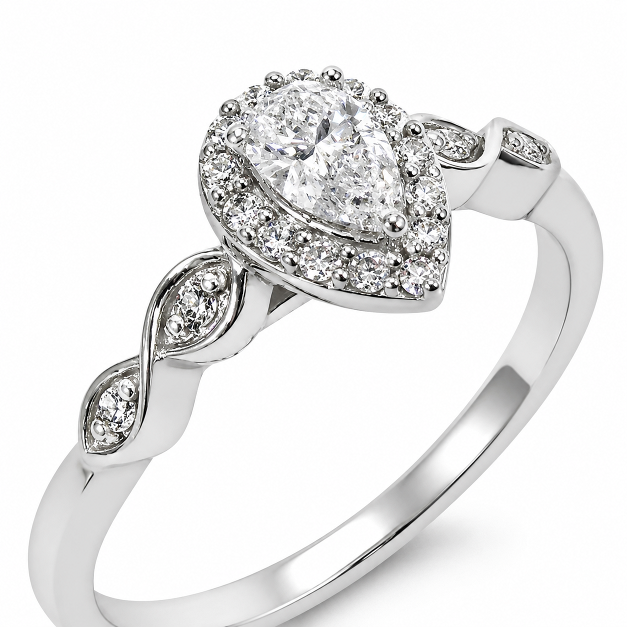 9ct White Gold Pear Halo Lab-Grown Diamond Ring – 0.36ct TDW E/F VS - AURG40559WG Seiko 9ct White Gold Pear Halo Lab-Grown Diamond Ring – 0.36ct TDW E/F VS - AURG40559WG Seiko