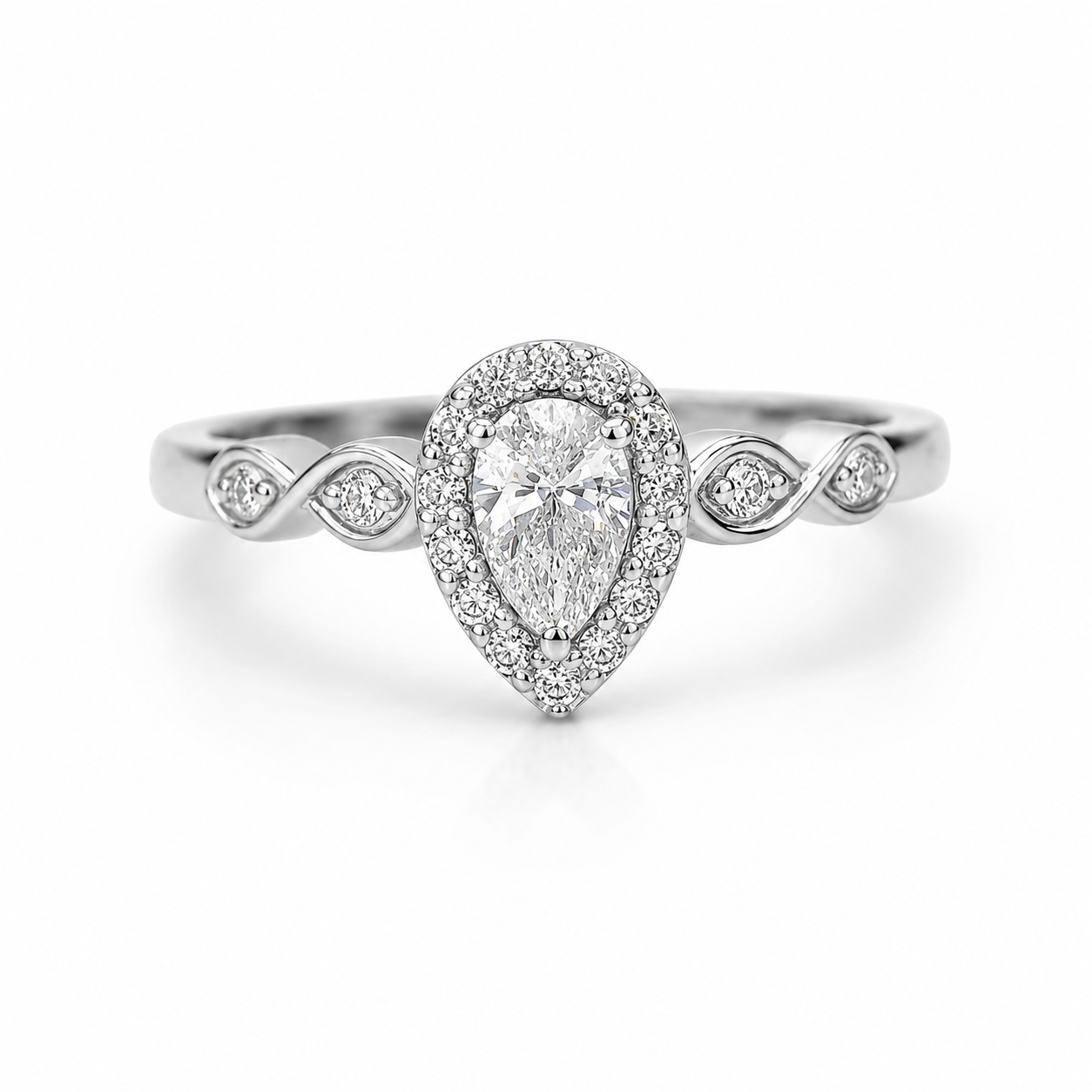 9ct White Gold Pear Halo Lab-Grown Diamond Ring – 0.36ct TDW E/F VS - AURG40559WG Seiko 9ct White Gold Pear Halo Lab-Grown Diamond Ring – 0.36ct TDW E/F VS - AURG40559WG Seiko