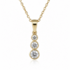9ct Yellow Gold Lab-Grown Diamond Three-Stone Bezel Pendant & Chain – 0.32ct Total Diamond Weight - AUPD4051L