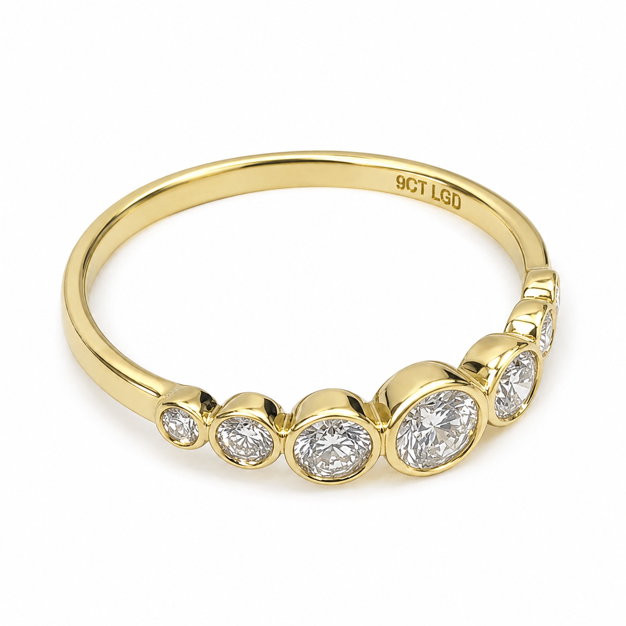 9ct Yellow Gold Lab-Grown Diamond Graduated Bezel Set Ring – 0.48ct TDW - AURG4095L Seiko 9ct Yellow Gold Lab-Grown Diamond Graduated Bezel Set Ring – 0.48ct TDW - AURG4095L Seiko