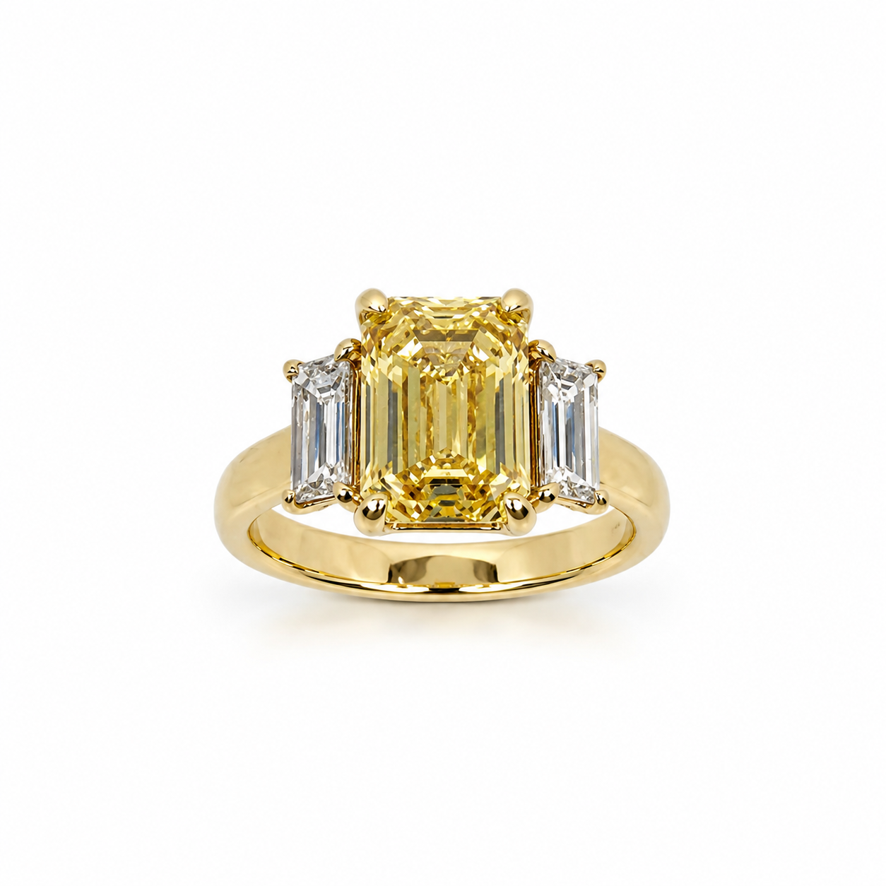 18ct Yellow Gold 3.75ct TDW Fancy Vivid Yellow Lab Grown Diamond Three-Stone Ring Seiko 18ct Yellow Gold 3.75ct TDW Fancy Vivid Yellow Lab Grown Diamond Three-Stone Ring Seiko