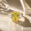 18ct Yellow Gold 3.75ct TDW Fancy Vivid Yellow Lab Grown Diamond Three-Stone Ring