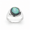 Sterling Silver Oval Paua Shell Signet Ring – 13.5mm x 12mm Natural Paua Shell - CYR3059PAUA